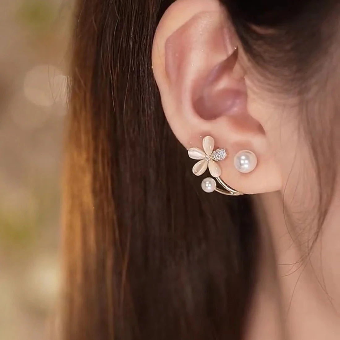 Pearl & Flower Earring