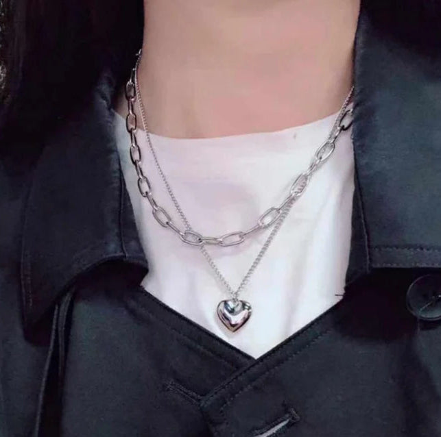 Double Layer Heart Gold Necklace
